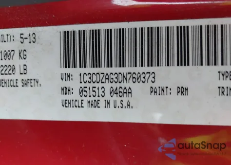 2013 Dodge Avenger Se V6 z USA, uszkodzony, nr VIN 1C3CDZAG3DN760373